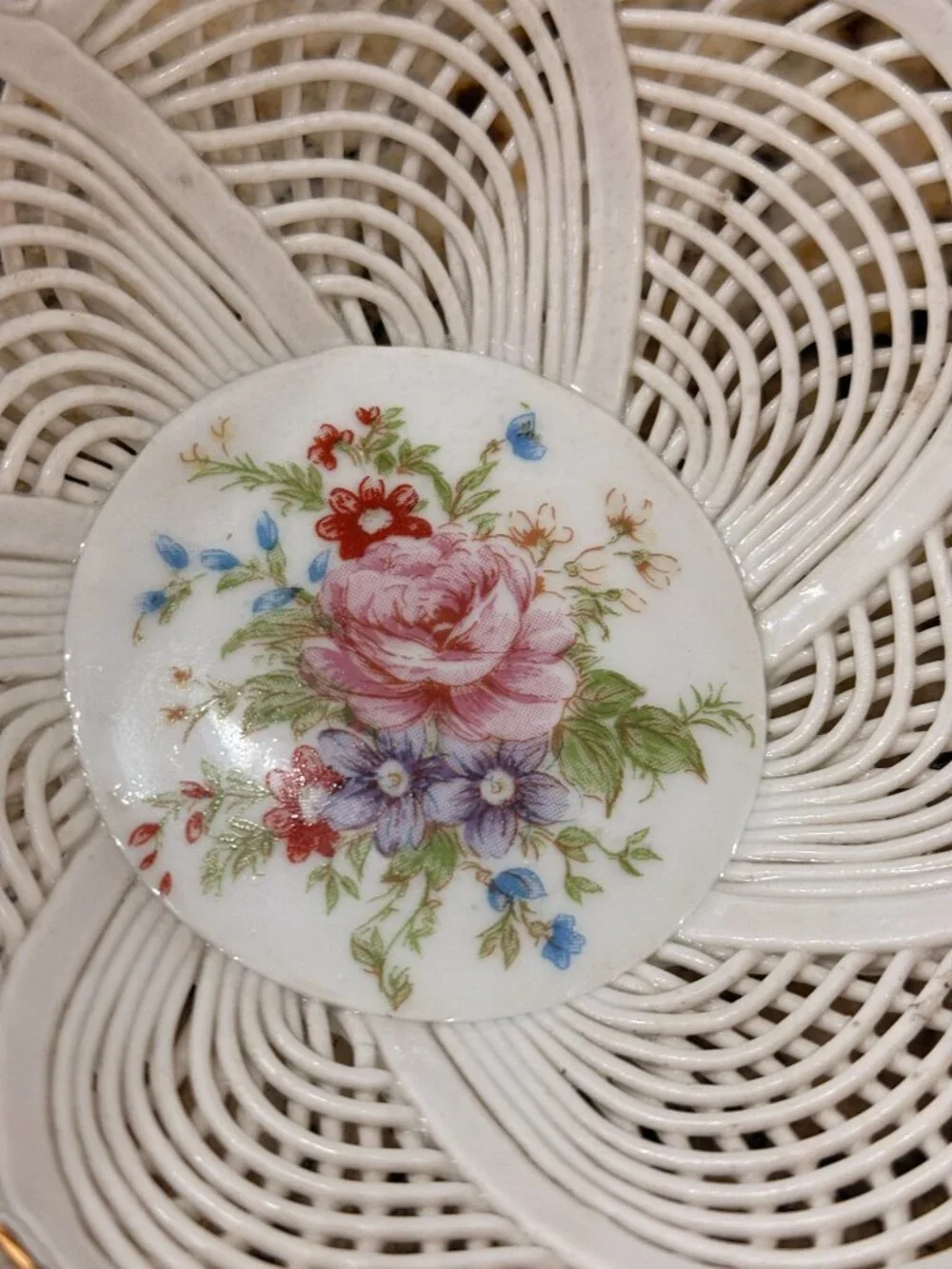 Vintage Schumann Arzberg Germany Lace Filigree Floral Bowl